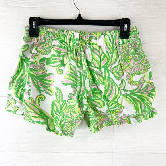 Lilly Pulitzer Pull On Tassel Seeking Pink Elep Linen Shorts - Picture 2 of 5